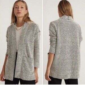 Marine Layer Birdseye oversized black & white textured cardigan Large